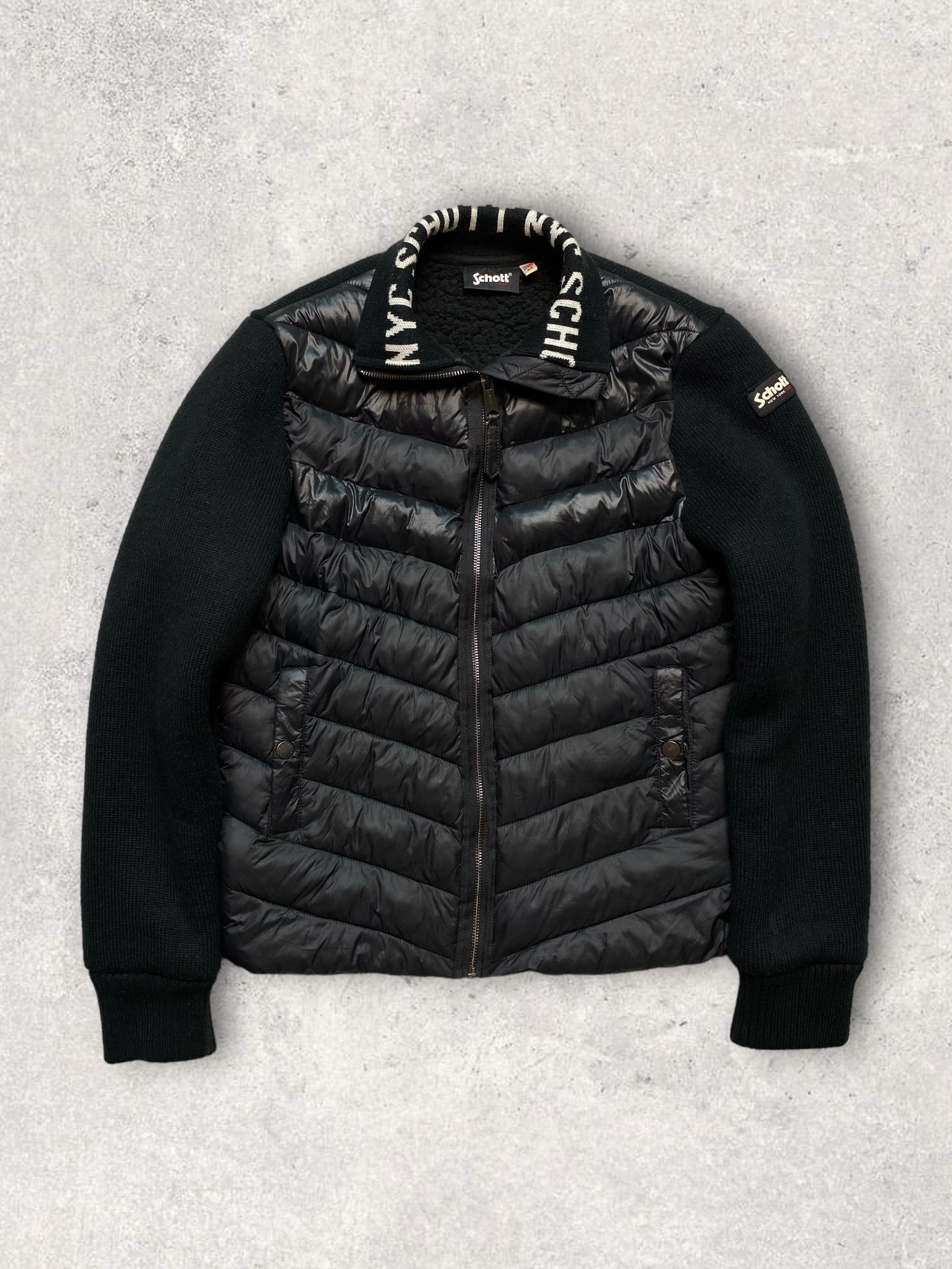 Schott puffer black jacket y2k drip drill streetwear vintage y2k